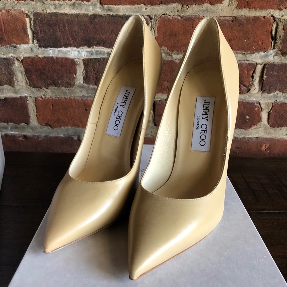 Jimmy Choo Anouk Nude Leather Pumps